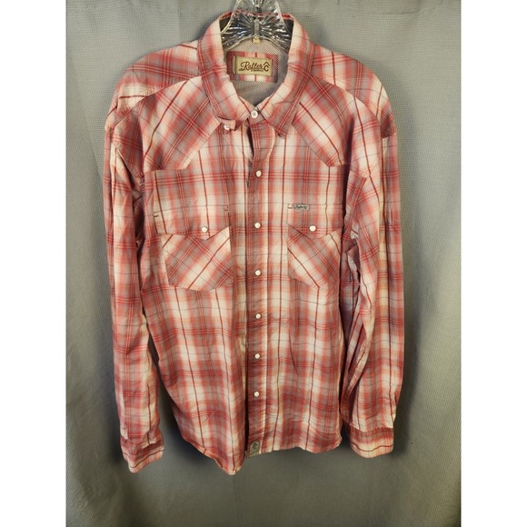 Rafter C Other - Rafter C Pearl Snap Shirt Men Large Red Plaid Western Button Up Long Sleeve